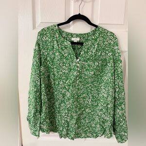 J. Jill Green and White Floral Blouse